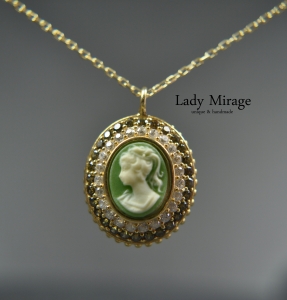 925 Sterling - Gemme - 14k Gold Plated - Vintage Necklace - Necklaces with Pendants - Green - Gift for Mother - Gold Necklace with Pendant